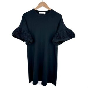 See By Chloe Black Ruffle Statement Sleeves T-Shirt Mini Dress Sz S